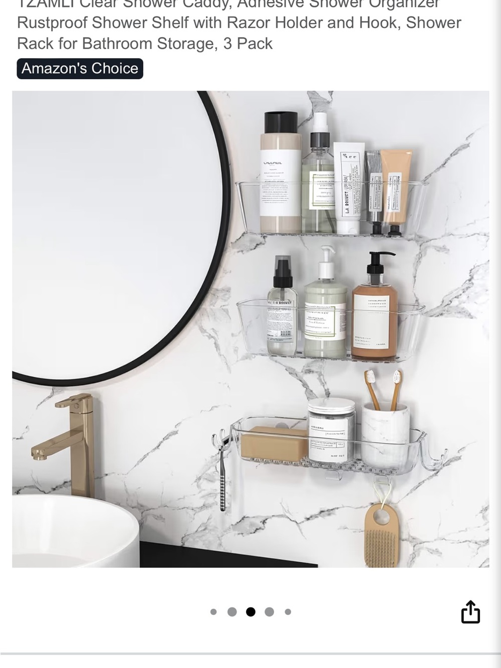 Amazon Clear Shower Caddy Organizer - Transparent Bathroom Storage Rack